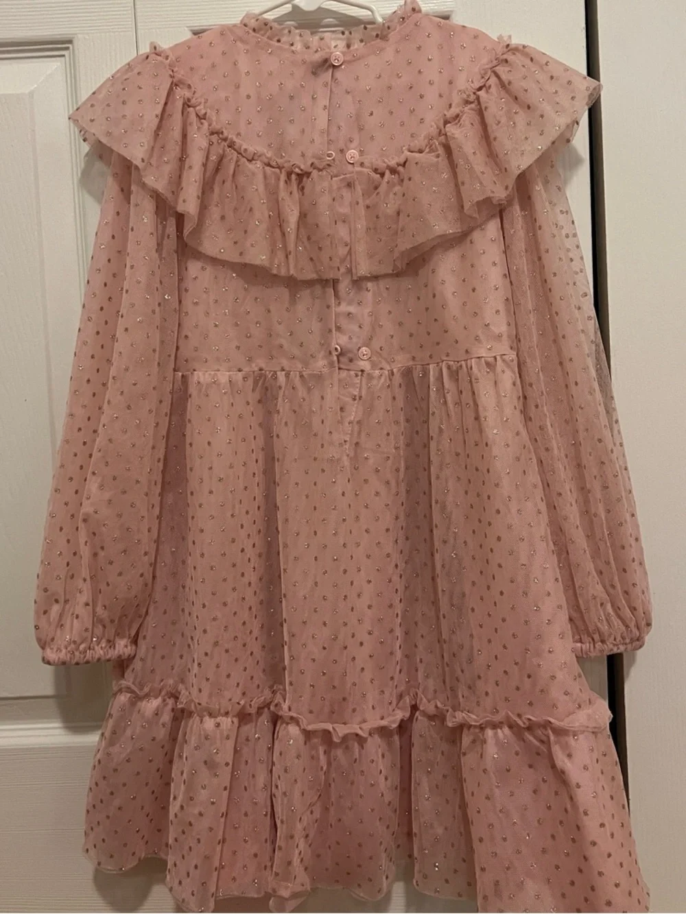 Janie and Jack Dusty Pink Ruffle Dot Chiffon Dress